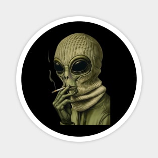 Chill Alien in a Knit Balaclava – Space Out in Style Magnet